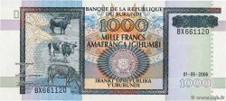1000 Francs BURUNDI  2006 P.39d FDC