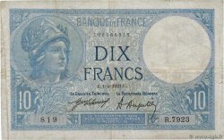 10 Francs MINERVE FRANCE 1921 F.06.05 pr.TB