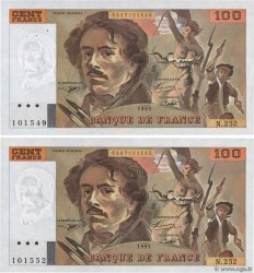 100 Francs DELACROIX imprimé en continu Lot FRANCIA  1993 F.69bis.08