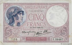 5 Francs FEMME CASQUÉE modifié FRANCE  1939 F.04.01