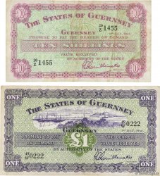 10 Shillings et 1 Pound Lot GUERNSEY  1966 P.42c et P.43c