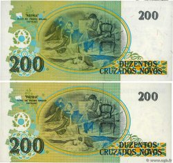 200 Cruzeiros sur 200 Cruzados Novos Remplacement BRÉSIL  1990 P.225 et P.225r NEUF