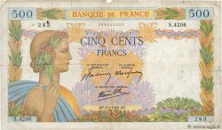500 Francs LA PAIX FRANCE  1942 F.32.26 VG