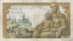1000 Francs DÉESSE DÉMÉTER FRANCE  1942 F.40.02 TB
