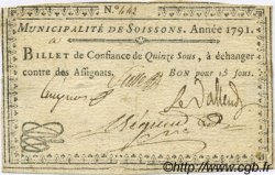 15 Sous FRANCE Regionalismus und verschiedenen Soissons 1791 Kc.02.193 SS