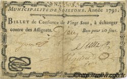 20 Sous FRANCE Regionalismus und verschiedenen Soissons 1791 Kc.02.194