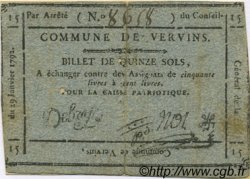 15 Sols FRANCE régionalisme et divers Vervins 1792 Kc.02.240 TTB