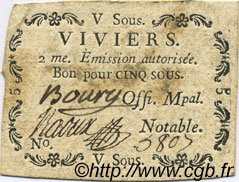 5 Sous FRANCE régionalisme et divers Viviers 1792 Kc.07.200 TTB