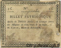 3 Sols FRANCE régionalisme et divers Rocroy 1792 Kc.08.017 B+