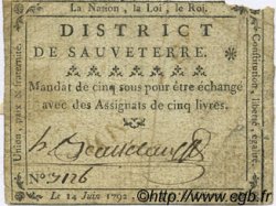 5 Sous FRANCE régionalisme et divers Sauveterre 1792 Kc.12.123 TB