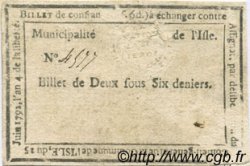 2 Sous 6 Deniers FRANCE régionalisme et divers Isle Sur La Sorgue 1792 Kc.13.060 TB+