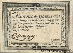 3 Livres FRANCE régionalisme et divers Marseille 1792 Kc.13.090 TTB