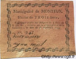3 Livres FRANCE régionalisme et divers Monteux 1792 Kc.26.110 TTB+