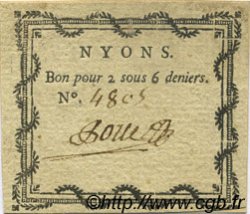 2 Sous 6 Deniers FRANCE regionalismo e varie Nyons 1792 Kc.26.126a