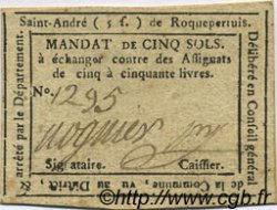 5 Sols FRANCE régionalisme et divers Saint Andre De Roquepertuis 1792 Kc.30.095a TTB