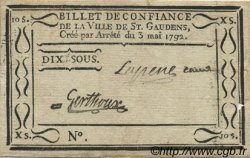 10 Sous FRANCE Regionalismus und verschiedenen Saint Gaudens 1792 Kc.31.134 fVZ