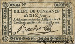 10 Sous FRANCE regionalism and miscellaneous Grenoble 1792 Kc.38.025