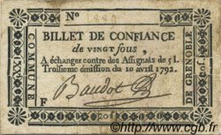 20 Sous FRANCE régionalisme et divers Grenoble 1792 Kc.38.027 TTB