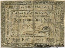 5 Sols FRANCE regionalismo y varios Saint Omer 1791 Kc.62.056
