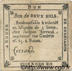 2 Sols FRANCE regionalism and miscellaneous Rouen 1792 Kc.76.164