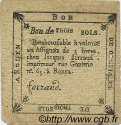 3 Sols Faux FRANCE régionalisme et divers Rouen 1792 Kc.76.165 TTB