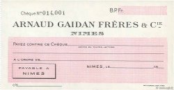Francs FRANCE regionalism and miscellaneous Nîmes 1943 DOC.Chèque