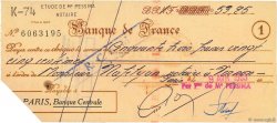 53,25 Francs FRANCE regionalism and miscellaneous Paris 1963 DOC.Chèque