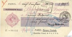 1925 Francs FRANCE regionalism and miscellaneous Paris 1924 DOC.Chèque