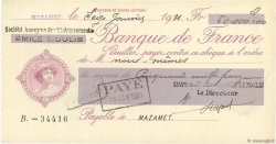 50000 Francs FRANCE régionalisme et divers Mazamet 1931 DOC.Chèque SUP