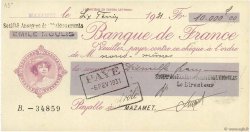 10000 Francs FRANCE regionalismo y varios Mazamet 1931 DOC.Chèque