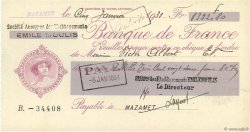 1322,80 Francs FRANCE régionalisme et divers Mazamet 1931 DOC.Chèque SPL