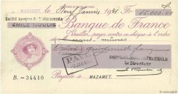 15000 Francs FRANCE Regionalismus und verschiedenen Mazamet 1931 DOC.Chèque