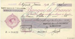 198,55 Francs FRANCE régionalisme et divers Mazamet 1931 DOC.Chèque SUP