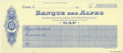 Francs FRANCE régionalisme et divers Gap 1910 DOC.Chèque SUP