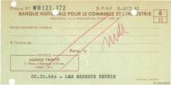 9413,41 Francs FRANCE régionalisme et divers Paris 1960 DOC.Chèque TTB