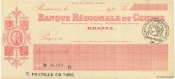 Francs FRANCE Regionalismus und verschiedenen Roanne 1920 DOC.Chèque VZ