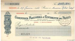 Francs FRANCE regionalism and miscellaneous Rennes 1934 DOC.Chèque VF