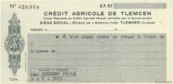 Francs FRANCE regionalism and miscellaneous Tlemcem 1960 DOC.Chèque XF