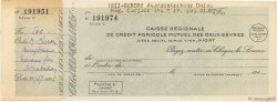 Francs FRANCE Regionalismus und verschiedenen Niort 1943 DOC.Chèque