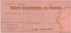 Francs FRANCE régionalisme et divers Draguignan 1943 DOC.Chèque TTB