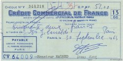 52 Francs FRANCE régionalisme et divers Paris 1965 DOC.Chèque SUP