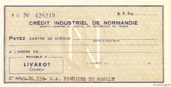 Francs FRANCE regionalism and miscellaneous Livarot 1958 DOC.Chèque UNC
