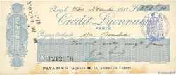 380 Francs FRANCE régionalisme et divers Paris 1912 DOC.Chèque TTB