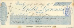 85,15 Francs FRANCE regionalismo e varie Paris 1914 DOC.Chèque