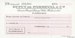 Francs FRANCE régionalisme et divers Florensac 1943 DOC.Chèque SPL