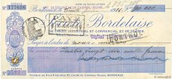 90000 Francs FRANCE regionalismo y varios Bordeaux 1914 DOC.Chèque