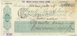 6000 Francs FRANCE régionalisme et divers Bordeaux 1907 DOC.Chèque SUP