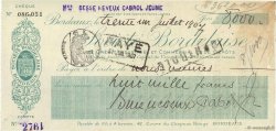 8000 Francs FRANCE régionalisme et divers Bordeaux 1907 DOC.Chèque TTB