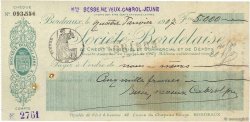 5000 Francs FRANCE régionalisme et divers Bordeaux 1907 DOC.Chèque TTB
