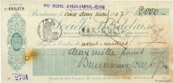2000 Francs FRANCE regionalismo y varios Bordeaux 1907 DOC.Chèque MBC